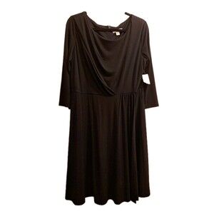 Coldwater Creek Essential Black Dress Women's 14 Faux Wrap Classic Preppy Formal